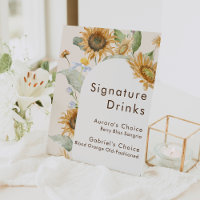 Rustic Sunflower Beige Wedding Signature Drinks