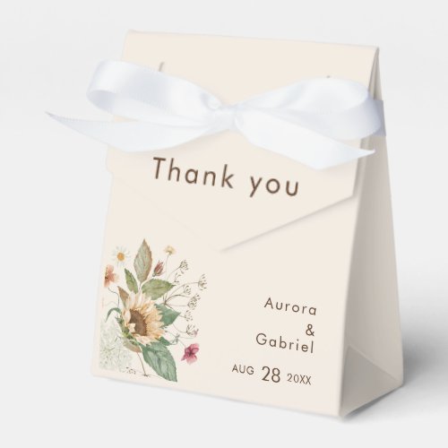 Rustic Sunflower Beige Wedding Thank You Favor Boxes