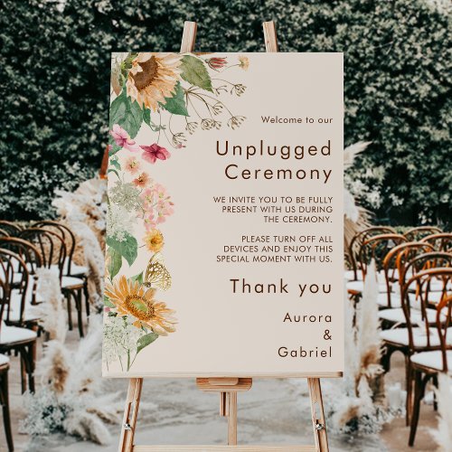 Rustic Sunflower Beige Wedding Unplugged Ceremony Foam Board