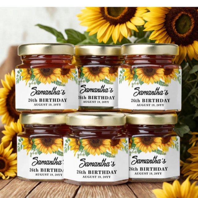 Rustic Sunflower Birthday Honey Jar Favors (Creator Uploaded)