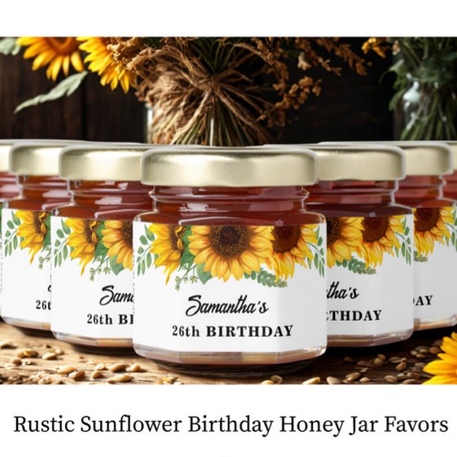 Rustic Sunflower Birthday Honey Jar Favors (Creator Uploaded)