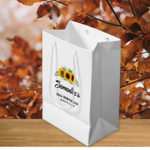 Rustic Sunflower Birthday Medium Gift Bag