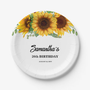 Rustic Sunflower Birthday Paper Plates
