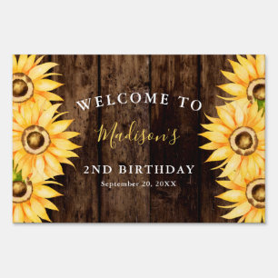 Rustic Sunflower Birthday Party Welcome Sign
