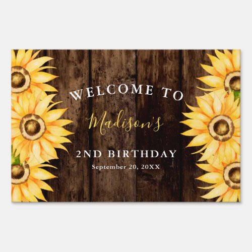 Rustic Sunflower Birthday Party Welcome Sign