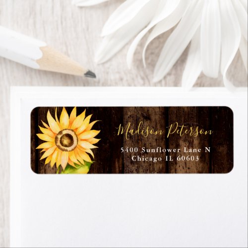 Rustic Sunflower Birthday Return Address Label