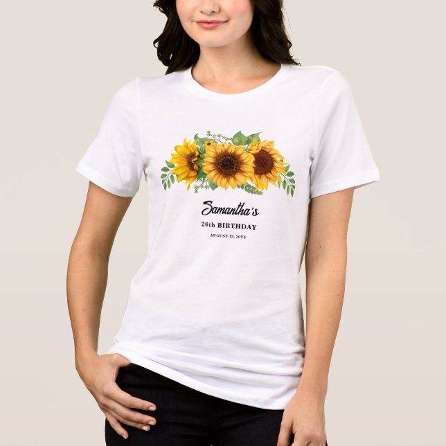 Rustic Sunflower Birthday Tri-Blend Shirt (Front)