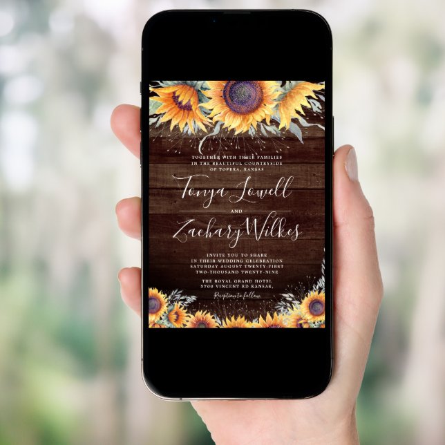 Rustic Sunflower Bloom Countryside Wedding Invite (Front Digital)