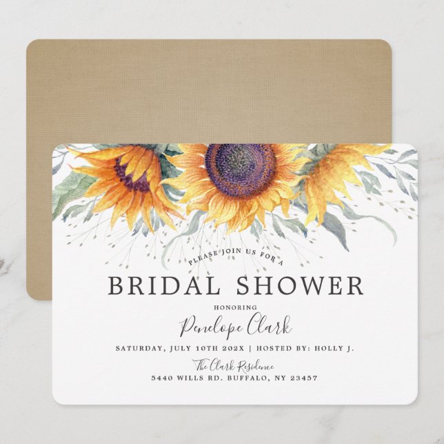 Rustic Sunflower Bloom | Floral Bridal Shower Invitation (Front/Back)