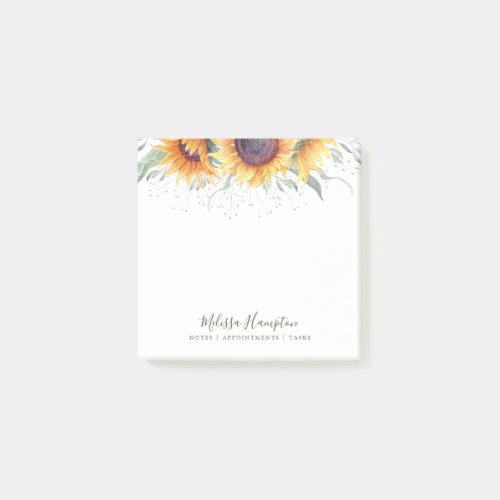 Rustic Sunflower Bloom  Floral Custom Post_it Notes