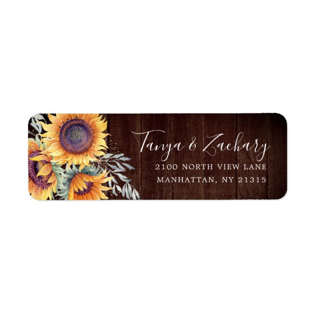 Rustic Sunflower Bloom | Return Address Label (Front)