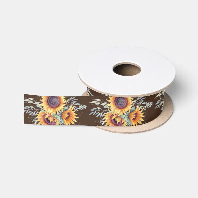 Sunflower Ribbon Spool Rustic Sunflower Bloom | Satin Ribbon | Zazzle