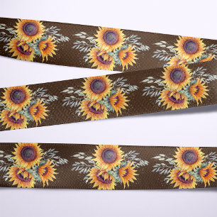 Rustic Sunflower Bloom Satin Ribbon
