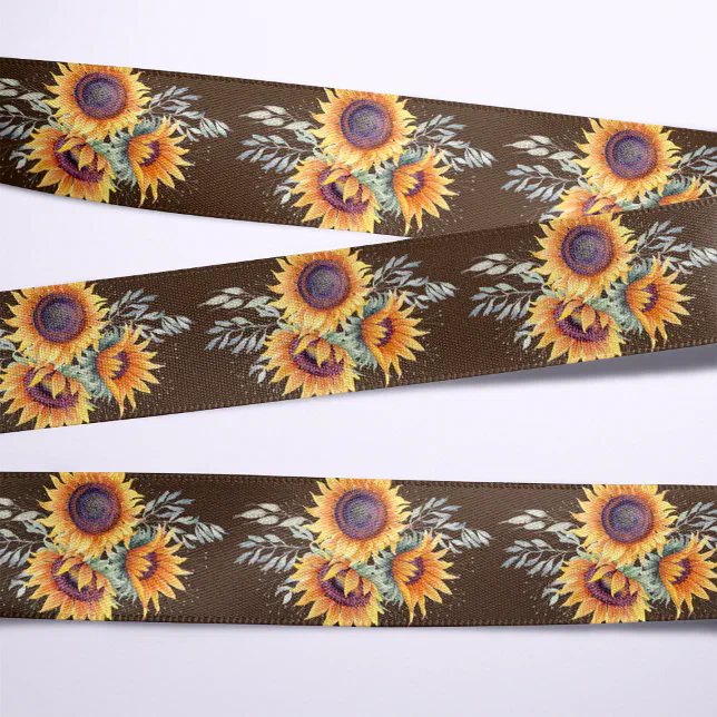 Rustic Flower Ribbon Rustic Sunflower Bloom | Satin Ribbon | Zazzle