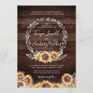 Rustic Sunflower Bloom Wedding Celebration Invitation