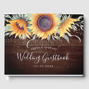 Rustic Sunflower Bloom Wedding Guest Book