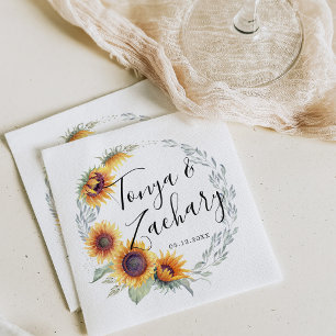 Rustic Sunflower Bloom Wedding Napkins