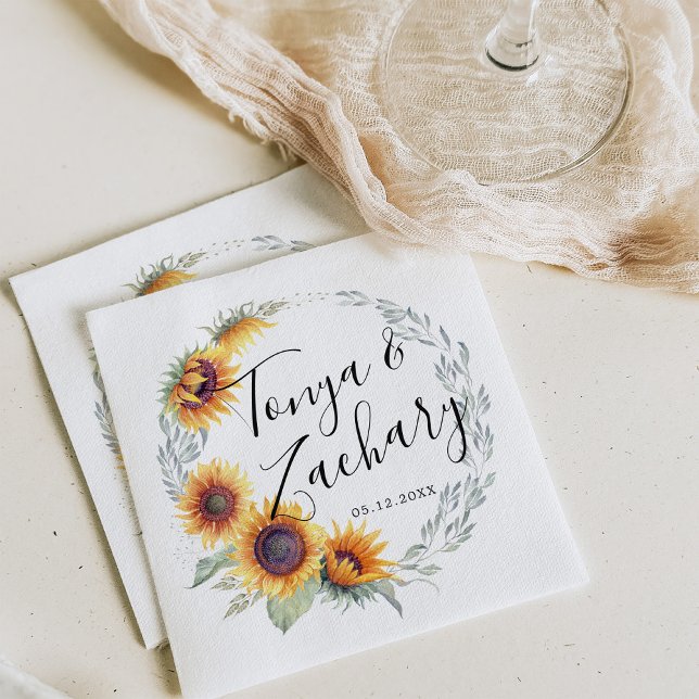 Rustic Sunflower Bloom | Wedding Napkins (Creator Uploaded)