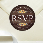 Rustic Sunflower Bloom | Wedding RSVP Classic Round Sticker<br><div class="desc">A unique Rustic Sunflower Bloom floral themed set of RSVP stickers tailored specifically to your future wedding.</div>