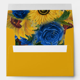 Rustic Sunflower Blue Roses Envelope