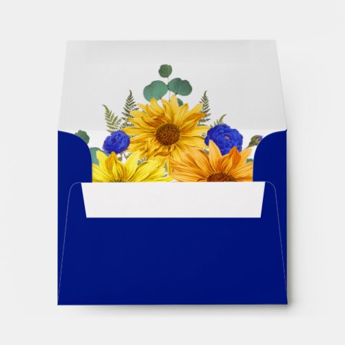 Rustic Sunflower Blue Roses Wedding RSVP Return Envelope