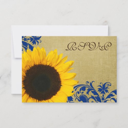 Rustic Sunflower Blue Swirls Wedding RSVP