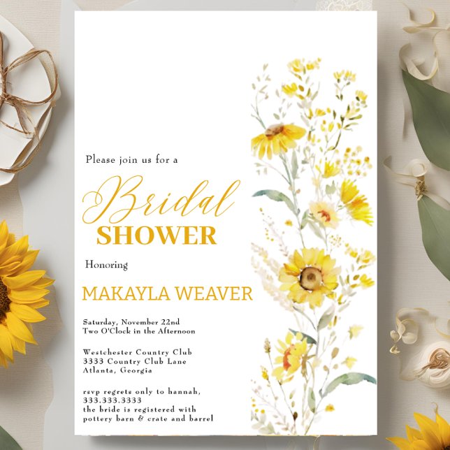 Rustic Sunflower Boho Floral Country Bridal Shower Invitation (Creator Uploaded)