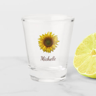 Rustic Sunflower Boho Floral Cute Girly Shot Glass