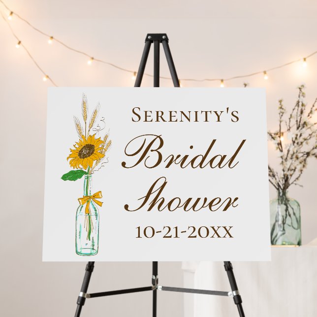 Rustic Sunflower Boho Yellow Floral Bridal Shower  Foam Board (In Situ (Stand))