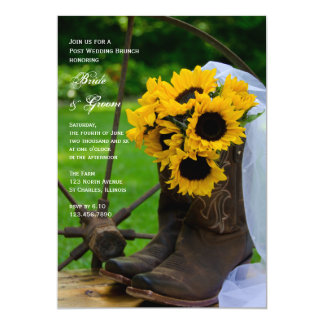 Rustic Sunflower Boots Country Post Wedding Brunch Card