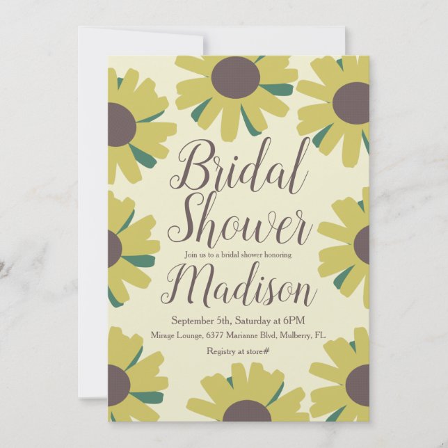 Rustic  Sunflower Border Greenery Bridal Shower  Invitation (Front)