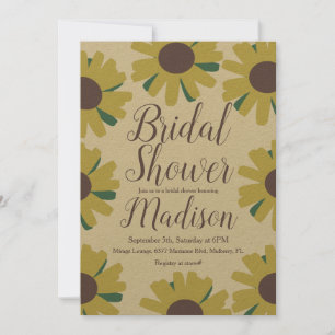 Rustic  Sunflower Border Greenery Bridal Shower  Invitation