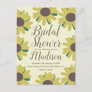Rustic  Sunflower Border Greenery Bridal Shower  Postcard
