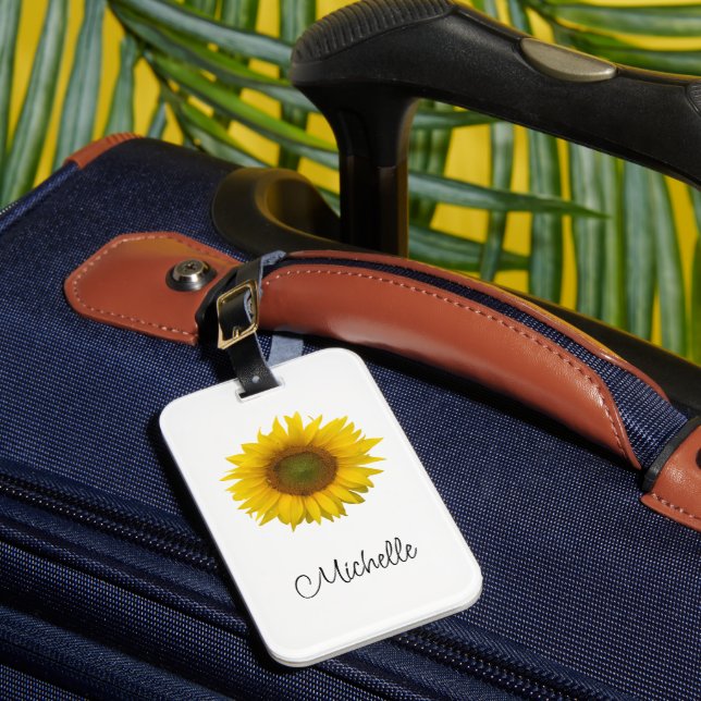 Rustic Sunflower Botanical Garden Luggage Tag (Front Insitu 1)