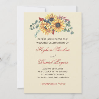 Rustic Sunflower Botanical Invitation