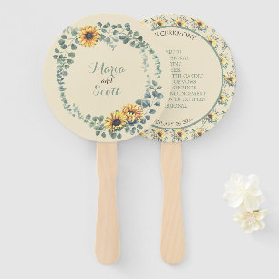 Rustic Sunflower Botanical Wedding Details Hand Fan
