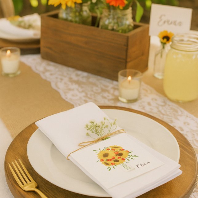 Rustic Sunflower Bouquet   Paper Napkins (Creator Uploaded)