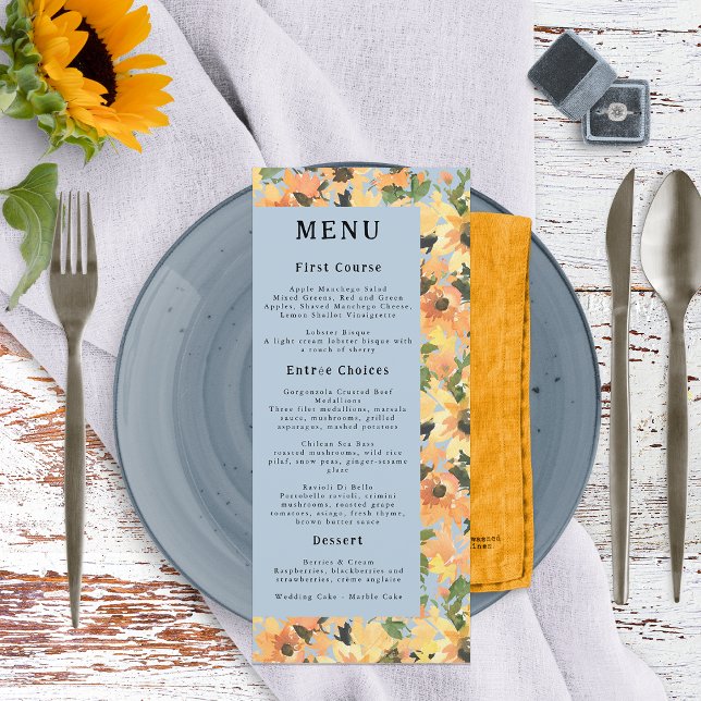 Rustic Sunflower Bouquet Watercolor Menu (Creator Uploaded)