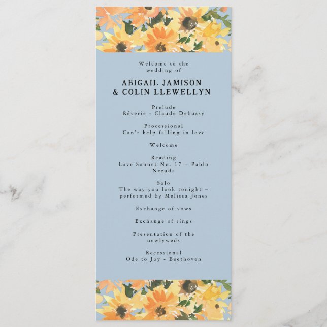 Rustic Sunflower Bouquet Watercolor Program (Front)