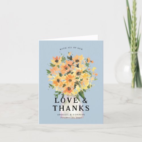 Rustic Sunflower Bouquet Watercolor Thank You Card