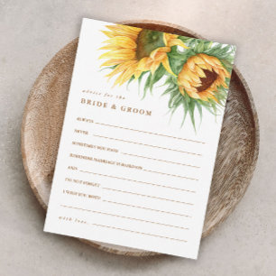 Rustic Sunflower Bridal Shower Advice Cards