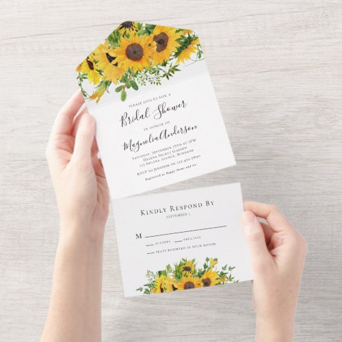 Rustic Sunflower Bridal Shower All In One Invitation