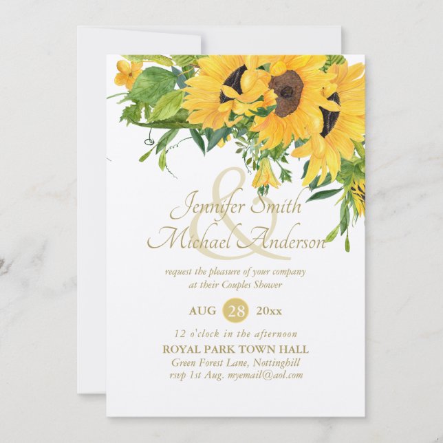 Rustic Sunflower Bridal Shower Ampersand Couples (Front)