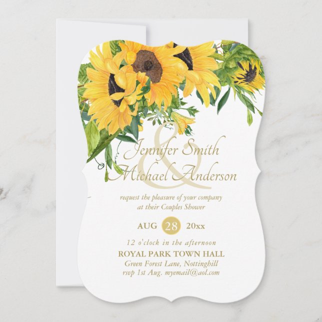 Rustic Sunflower Bridal Shower Ampersand Couples (Front)