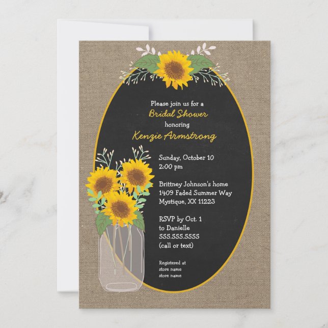 Rustic Sunflower bridal shower / baby shower Invitation (Front)