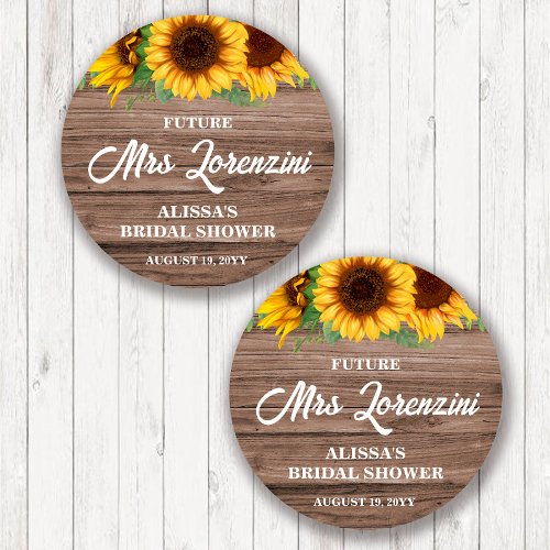 Rustic Sunflower Bridal Shower  Classic Round Sticker