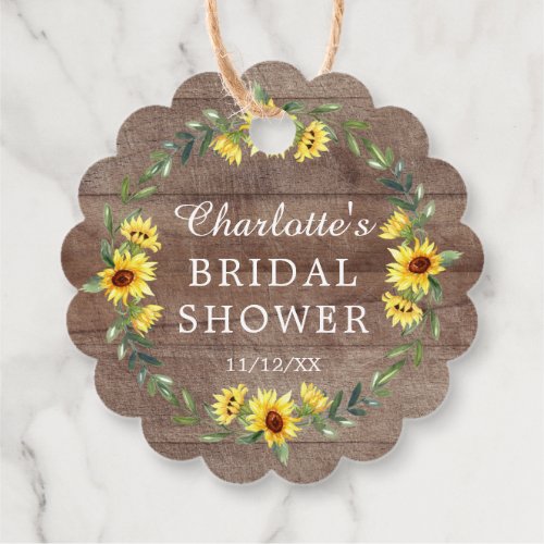 Rustic Sunflower Bridal Shower Favor Gift Tag