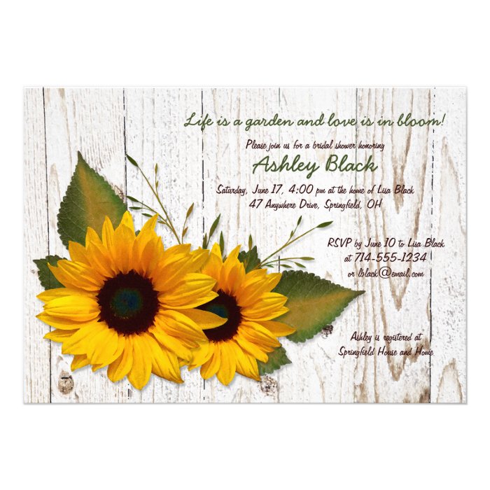 Rustic Sunflower Bridal Shower Invitation