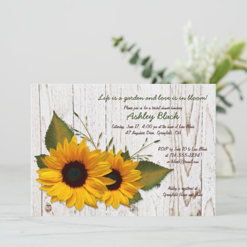 Rustic Sunflower Bridal Shower Invitation | Zazzle