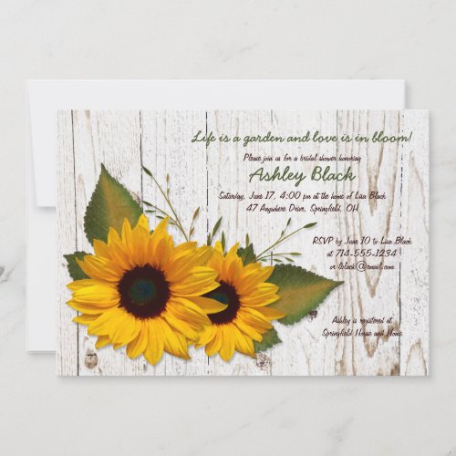 Rustic Sunflower Bridal Shower Invitation